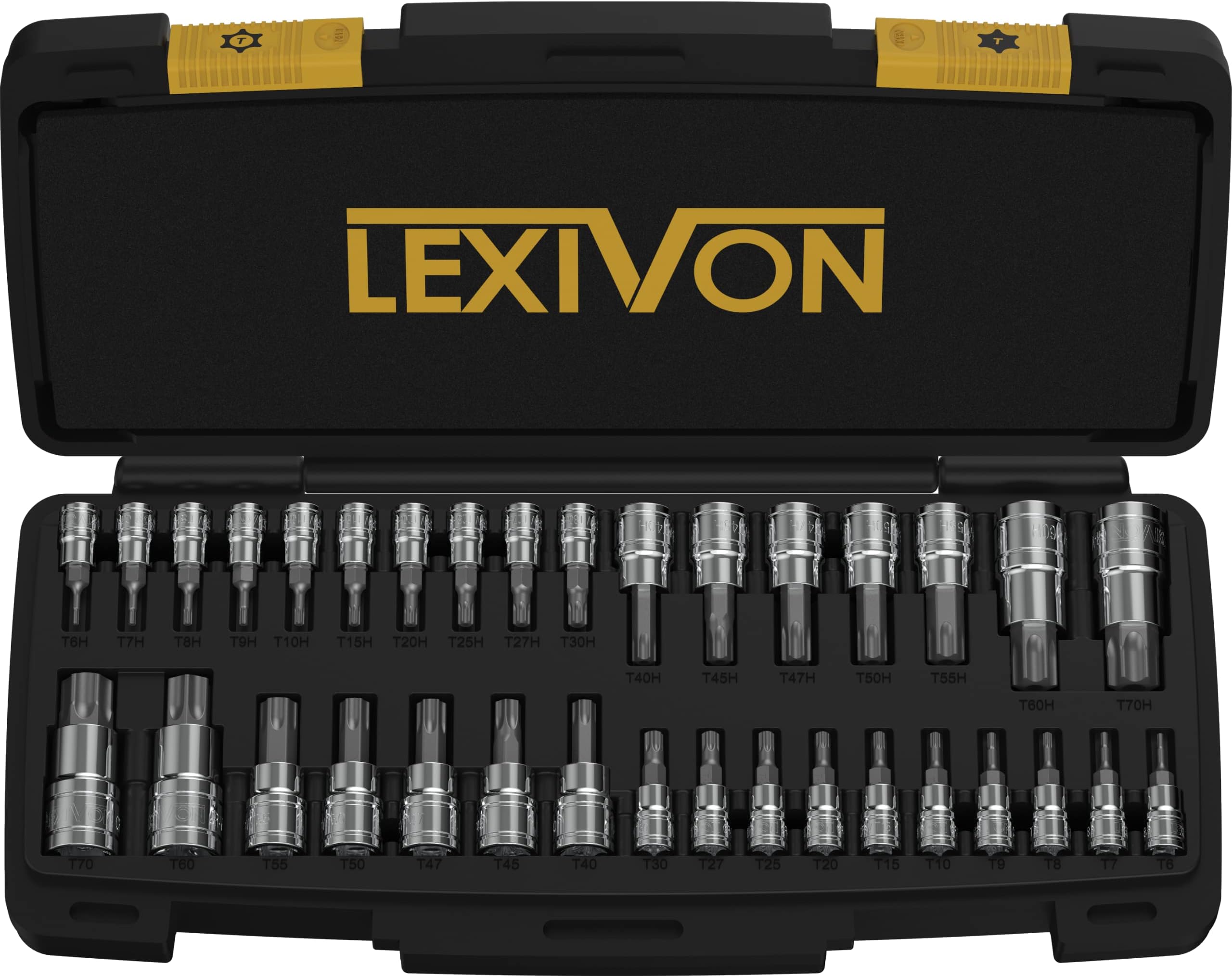 LEXIVON Master TORX Bit Socket Set, Premium S2 Alloy Steel | Complete 34-Piece, Solid Star & Tamper Proof T6 ~ T70 | Enhanced Storage Case (LX-149)