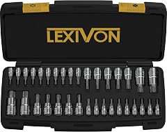 LEXIVON Master TORX Bit Socket Set, Premium S2 Alloy Steel | Complete 34-Piece, Solid Star & Tamper Proof T6 ~ T70 | Enhanced Storage Case (LX-149)