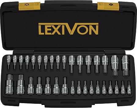 LEXIVON Master Torx Bit Socket Set, 34-Piece T6-T70 Star & Tamper-Proof Kit