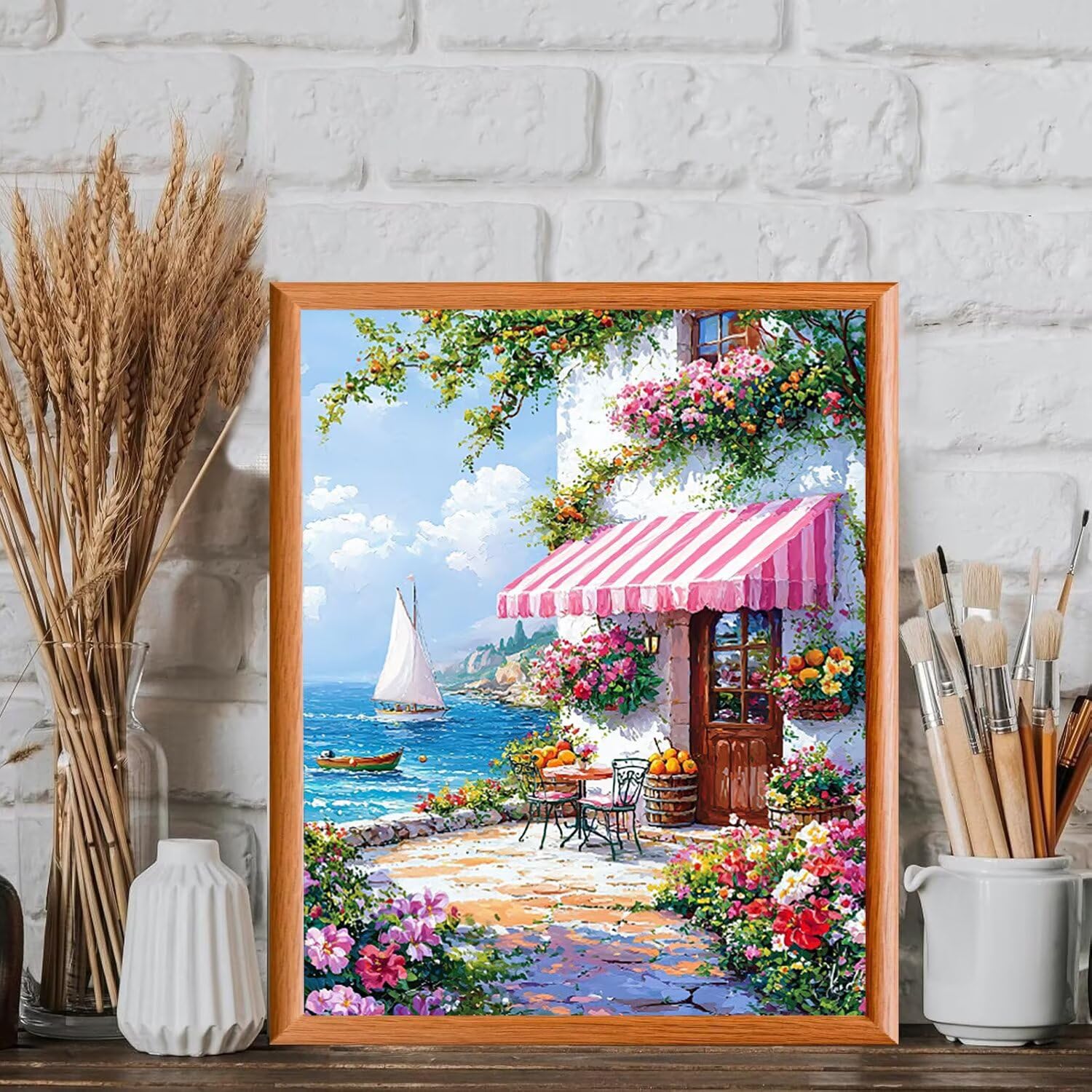 WEISHIWE Dipingere con i Numeri Adulti Casetta marina, 80x100cm s-299 | Paint by Numbers Kit con Pennelli e Acrilico Pigmento, Fai da te Olio La Pittura di Numeri Kit, Decora la Casa, senza Cornice