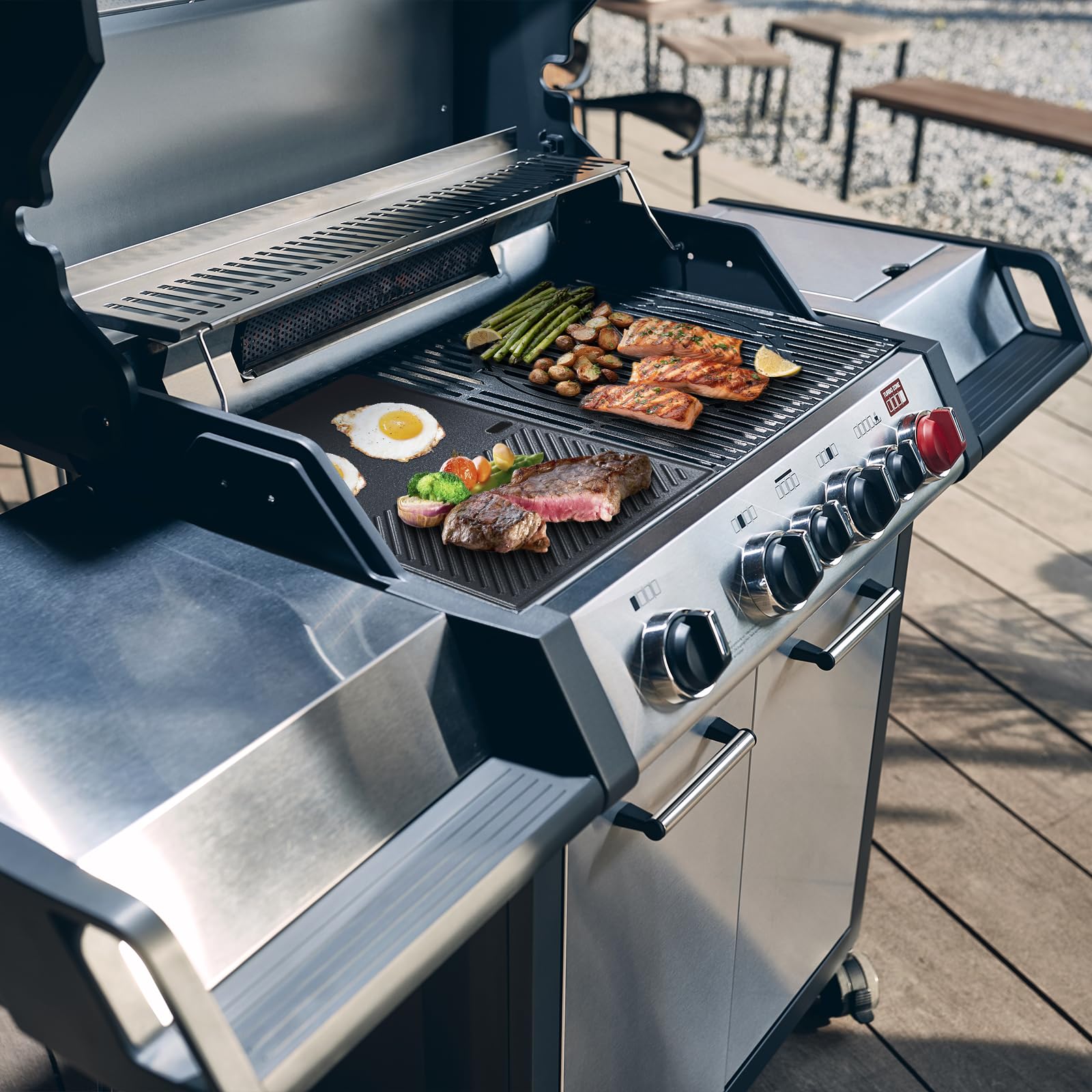 Plancha de hierro fundido para parrilla Landmann Triton 3 y 4 quemadores, Enders Boston 4, Enders Monroe PRO 4, Enders Boston 6 parrilla de gas, 43,5 x 31,5 cm parrilla para Broil King Baron, Crown,