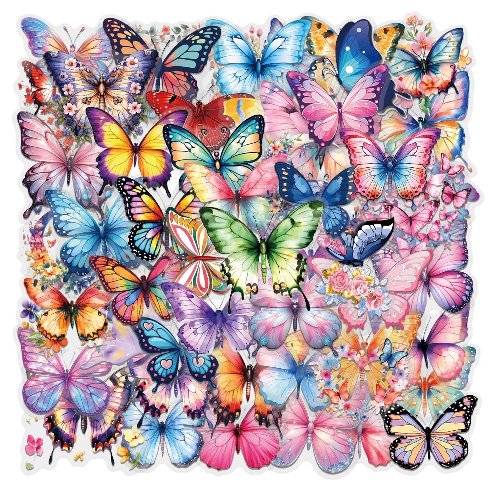 Tivleed Multicoloured Scrapbook Stickers, Butterfly Stickers, Journal Stickers, 50Pcs Multicolor Crafts Butterflies For Decorating Scrapbook Notebook Card Wall Window