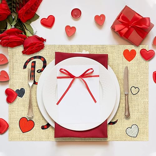 Miniatura 4 de AwserTantue 6 manteles individuales de Navidad a cuadros en blanco y negro, acuarela, muñeco de nieve de invierno, camión, árbol de Navidad,