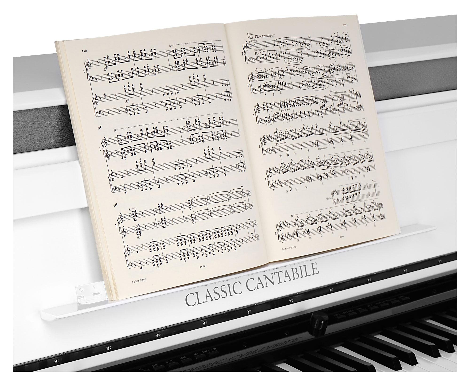 Classic Cantabile UP-1 WM Piano Droit Numérique - 88 Touches pondérées avec clavier à marteaux - Synthetiseur avec USB, MIDI, 40 voix, 256 polyphonie, fonction d'enregistrement - Blanc Mat