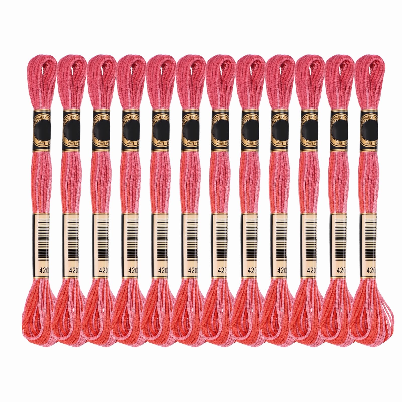 PATIKIL 12 Skeins Embroidery Floss, Gradient Colors Polyester Embroidery Threads Bracelets String for Cross-Stitch Hand Embroidery, True Red — image 1