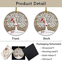 Vista 2 de REWIDPARTY Adorno de 30 aniversario de boda, regalo de árbol de 30 aniversario, recuerdo de aniversario de matrimonio para parejas, adorno