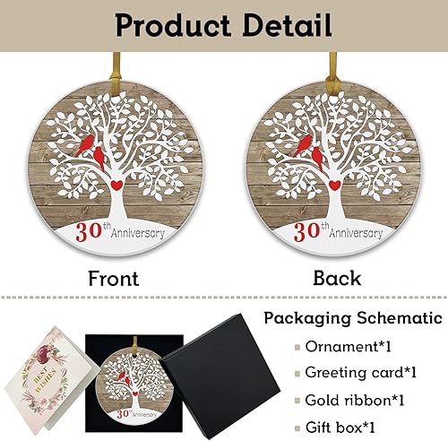 Vista 29 de REWIDPARTY Adorno de 50 aniversario de boda, regalo de árbol de 50 aniversario, recuerdo de aniversario de matrimonio para parejas, adorno