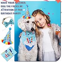 Vista 7 de Weewooday Suministros para fiesta de cumpleaños para perros, cumpleaños de niños y niñas, bandana triangular, bufanda triangular, sombrero