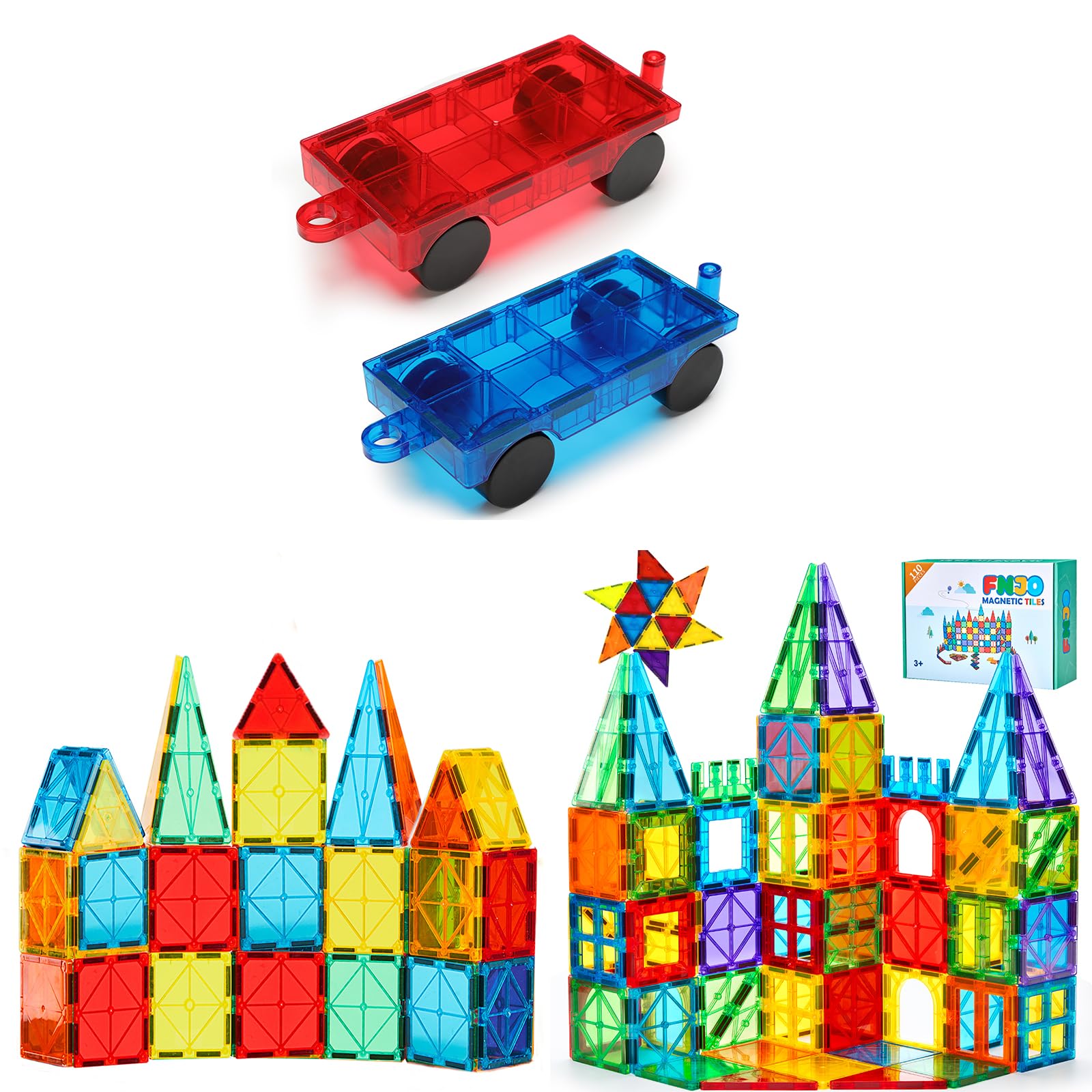 Amazon.com: FNJO Magnetic Tiles,110PCS+52PCS+2Cars : Toys & Games