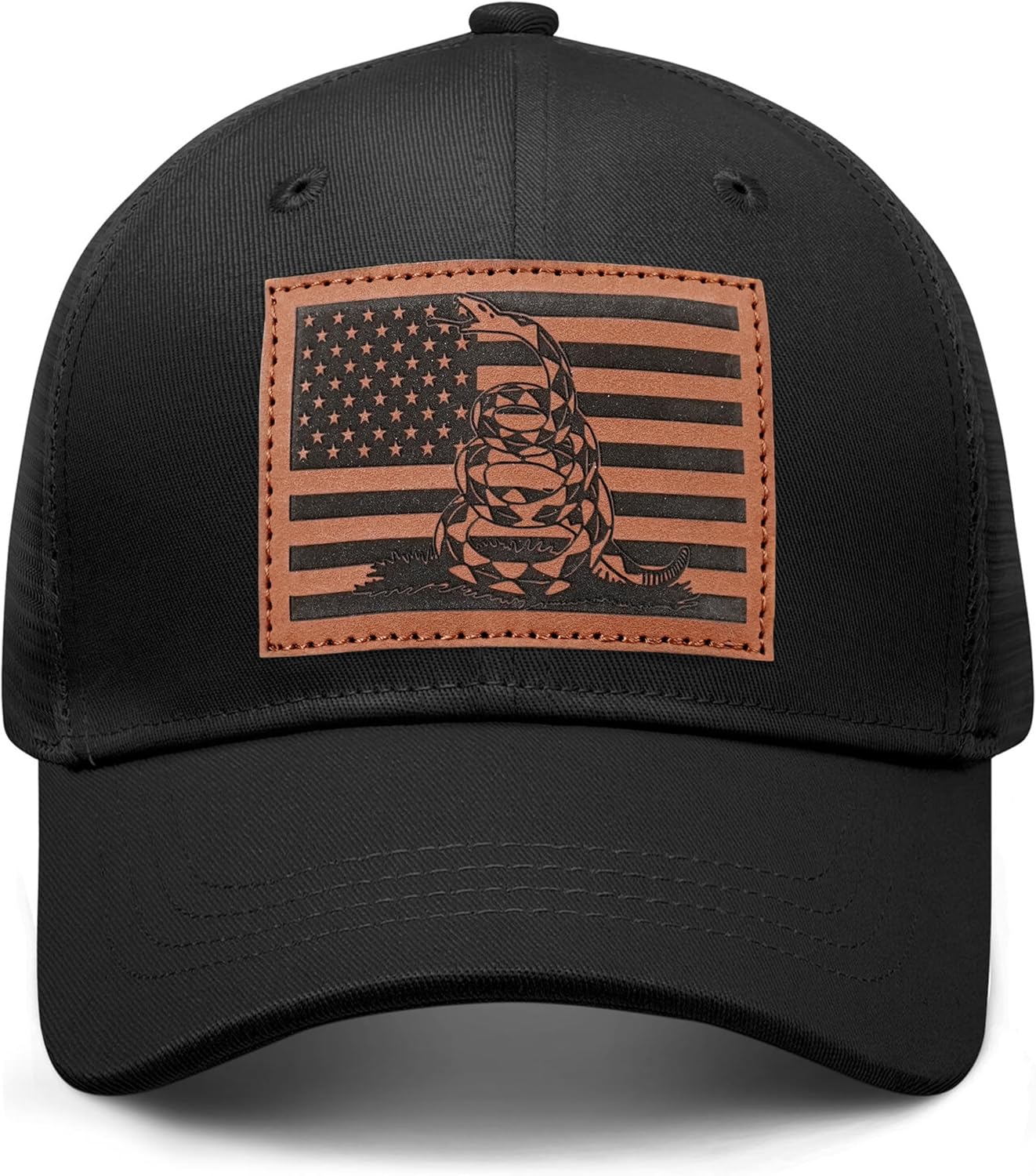 Don't Tread on Me Trucker Hats Baseball Cap for Men - Adjustable Embroidered American Flag Snake Hat with Snapback