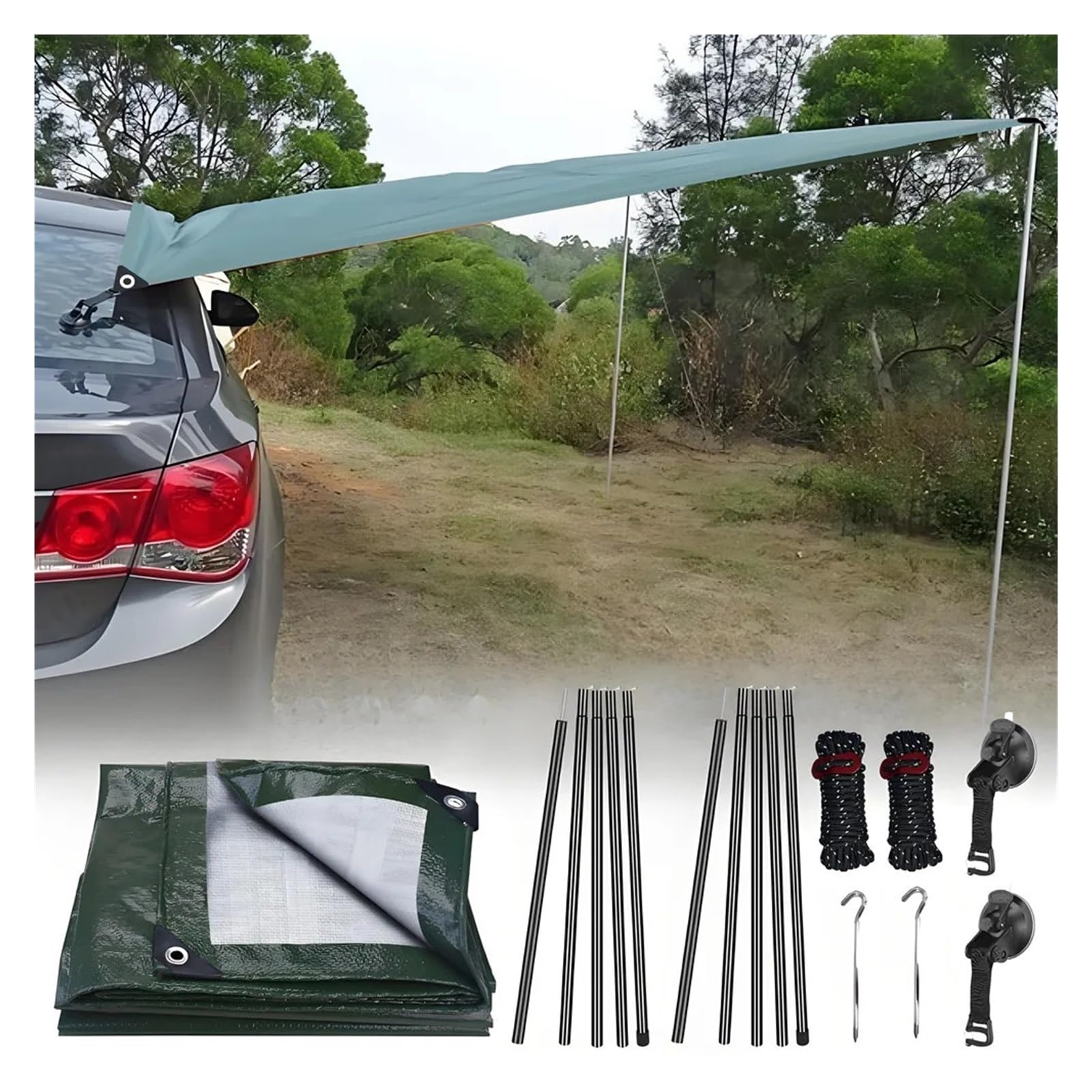 PBCGTFHJK Shade Net 2/3/4/5M Car Side Awning with Pole Outdoor Camping Tent Tarp Canopy Shade Sun Shelter Garden Sunshade net(D,2x3M)