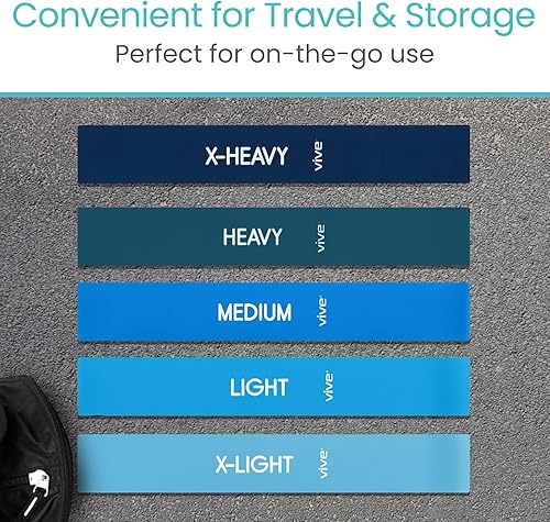 Miniatura 8 de Vive Resistance Bands for Working Out (5 Pack) - Exercise & Workout Resistance Kit - Stretch, Elastic Loop Bands for Physical Therapy, Pilates, Yoga