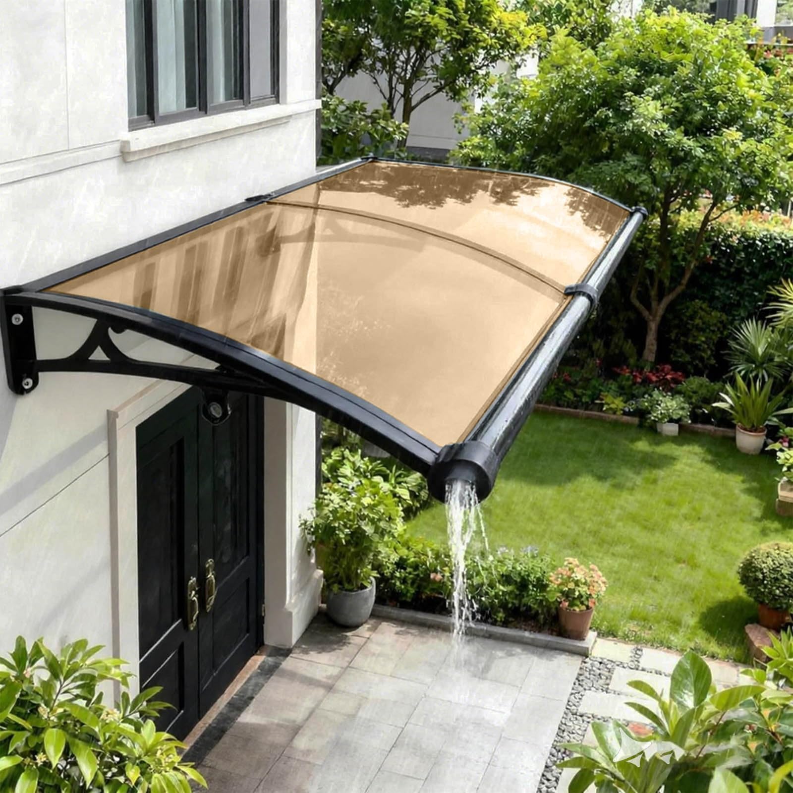 LWJSOCP Outdoor Door Canopy Aw UV/Rain Protection for Front Door Patio Cover Porch Aw for Deck 32x138in Polycarbonate Shelter