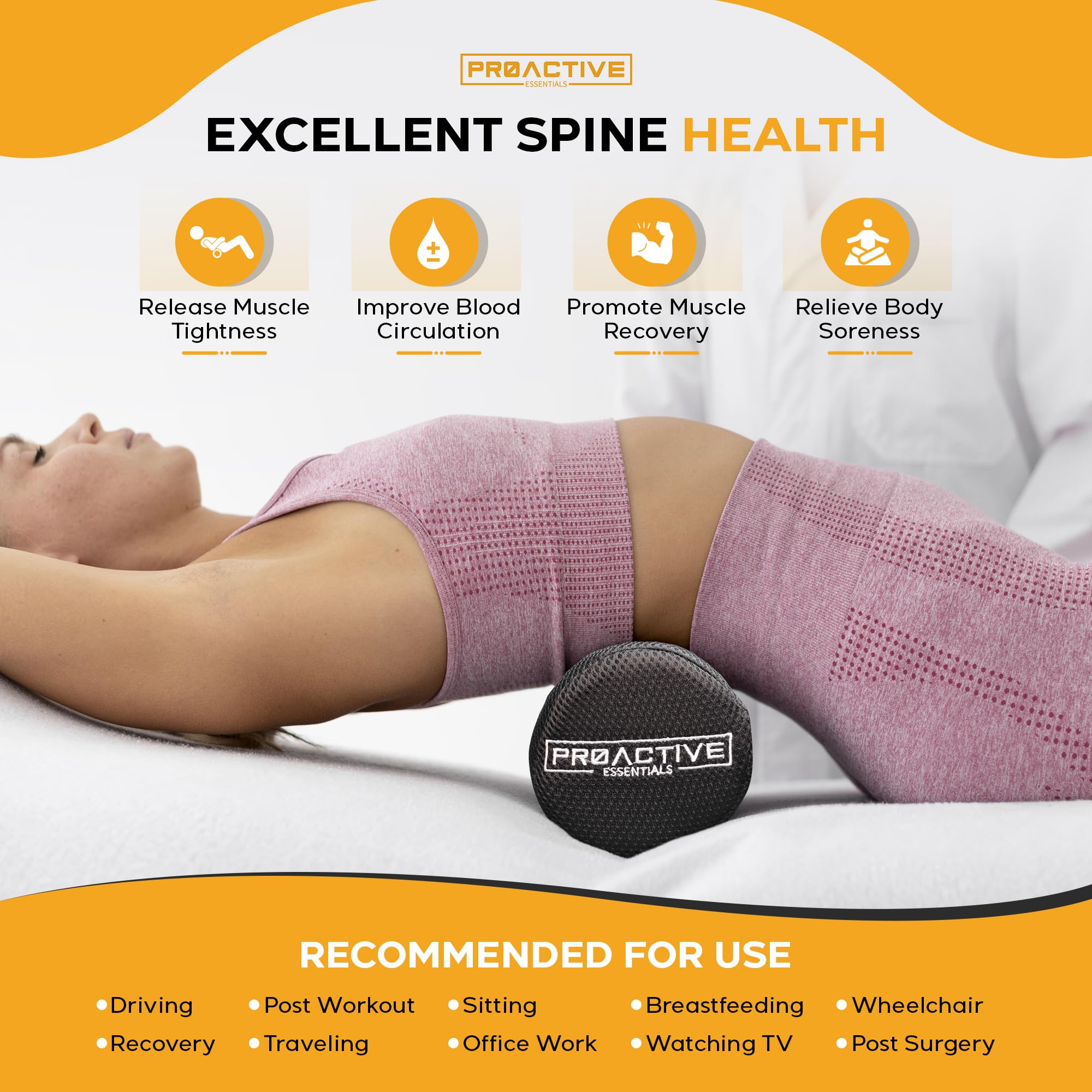 Soporte lumbar para espalda baja, cojín de espuma de alta densidad, alivio del dolor de espalda baja. Perfecto para silla de oficina, asiento de coche y silla de computadora.