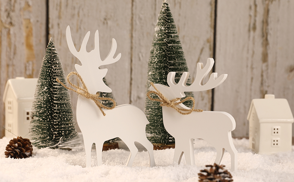 Amazon.com: Christmas Decorations-2PCS Wooden Reindeer Sign