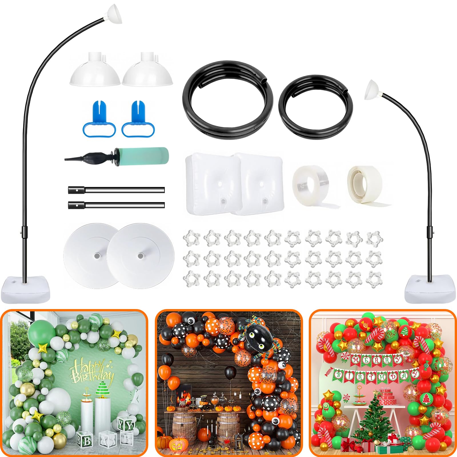 Balloon Arch Kit,Bendable Balloon Arch Stand:Updated (9.2FT+6FT)Reusable Party Balloon Arch Floor Frame with Base - for Graduation Wedding Baby Shower