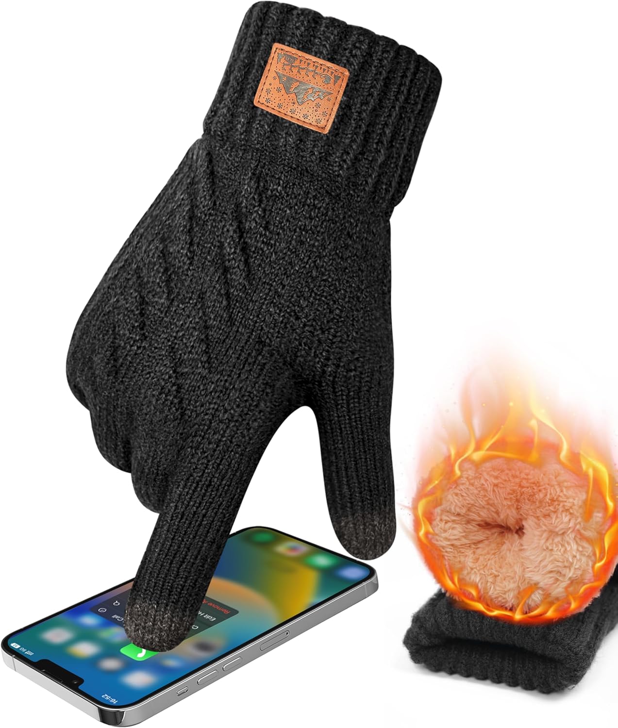 Merino Wool Gloves for Men & Women, Thermal Gloves With Touchscreen Warm Fleece Liner for Winter Cold Weather - Image 2