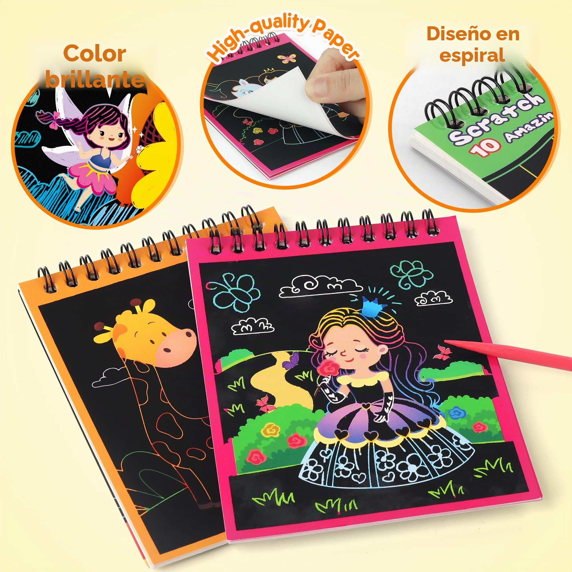 Mocoocy 24 Libros Scratch Art Favores de fiesta para Niños, Regalos Fiesta,Mágicos Cuadernos Rascar,Drawing Juego, juguetes de viaje,Rainbow Magic Scratch Papel Regalos Cumpleaños para Niños 3-12 años