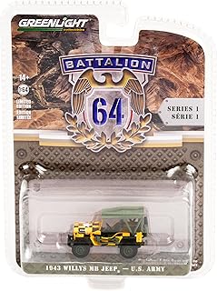 1943 Willys MB Yellow and Black with Green Top Follow Me U.S. Army Battalion 64