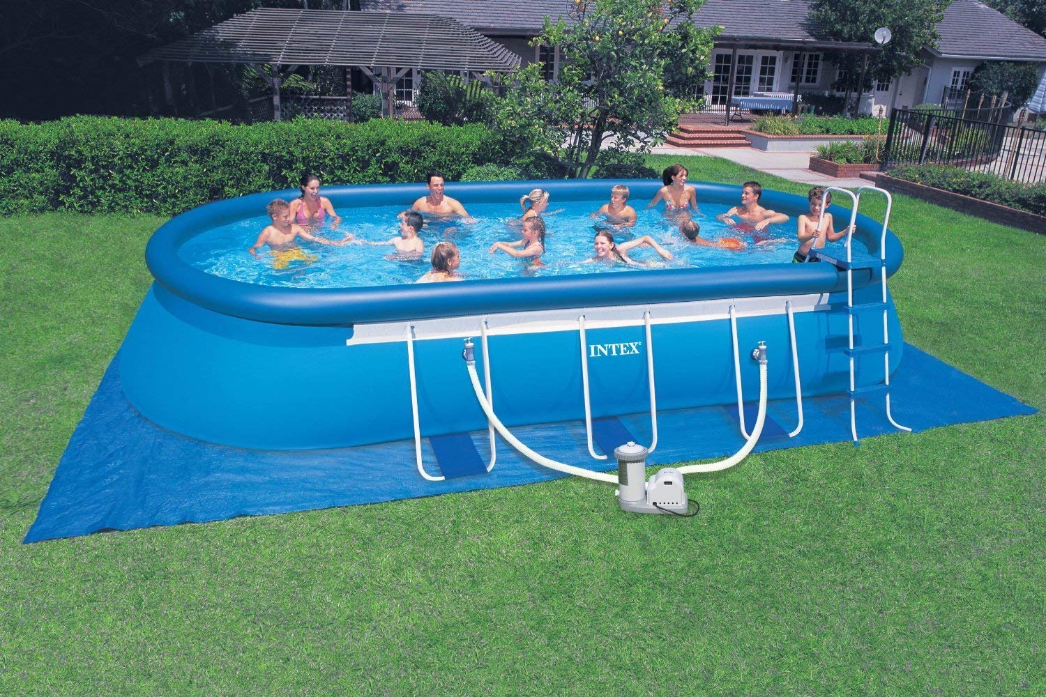 Intex - Cubierta ovalada para piscina (61 x 30,5 x 122 cm), marco ovalado