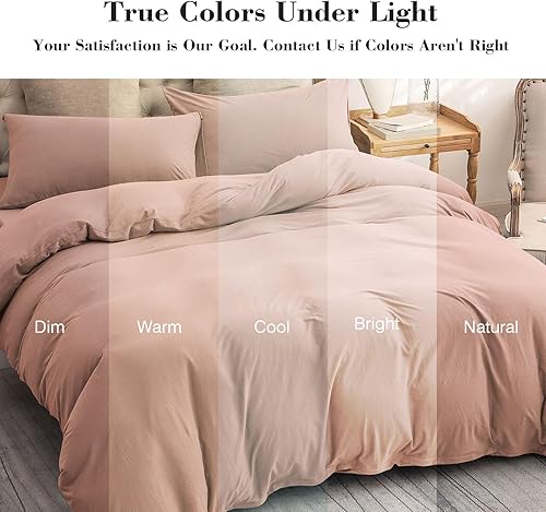 Miniatura 5 de PURE ERA Juego de funda de edredón de punto de jersey, 100% algodón, súper suave y cómodo, juego de ropa de cama de 3 piezas con cierre de