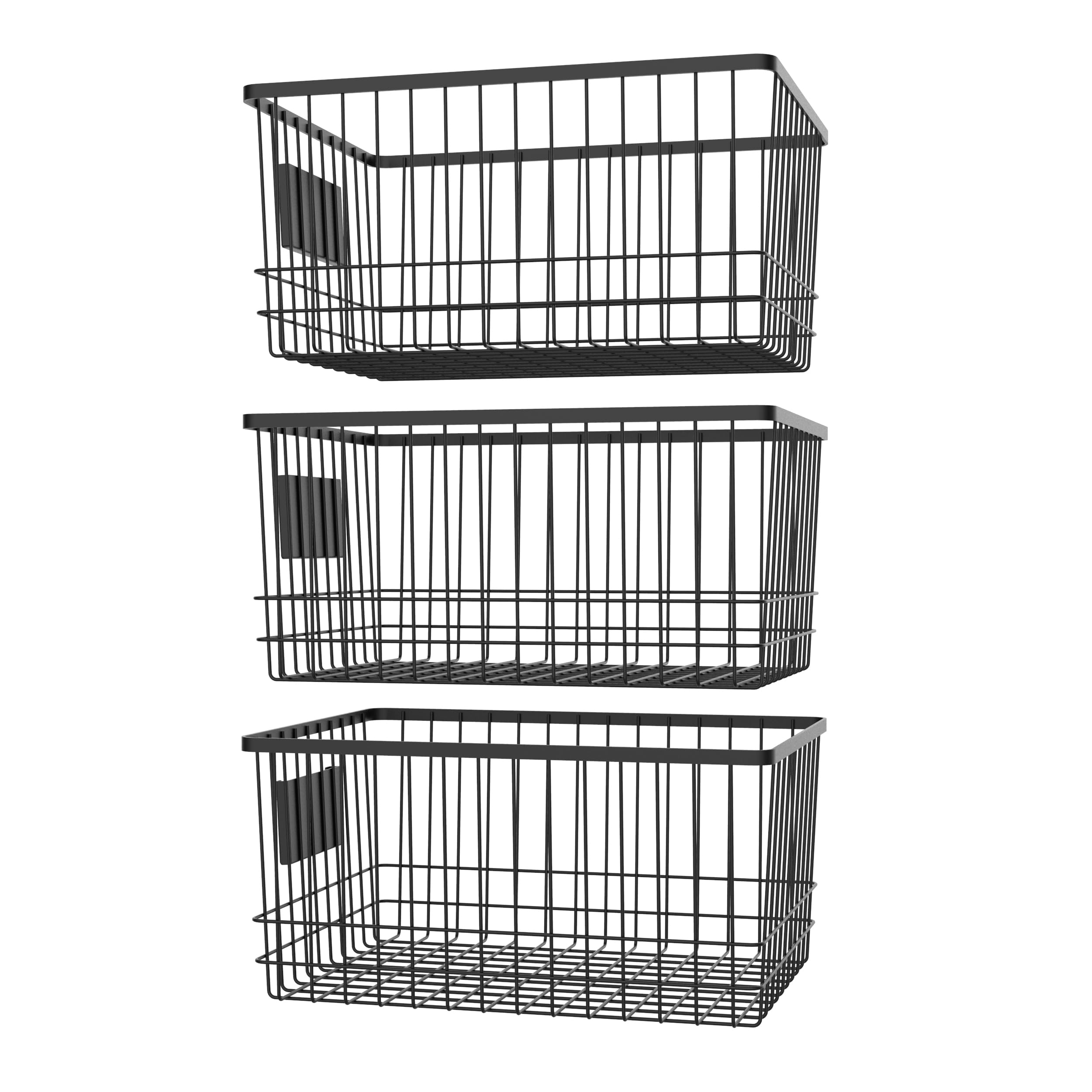 oceanstar WBH1903 Metalldraht-Organizer-Mülleimer mit Kartenhalter, Schwarz, 3 Stück