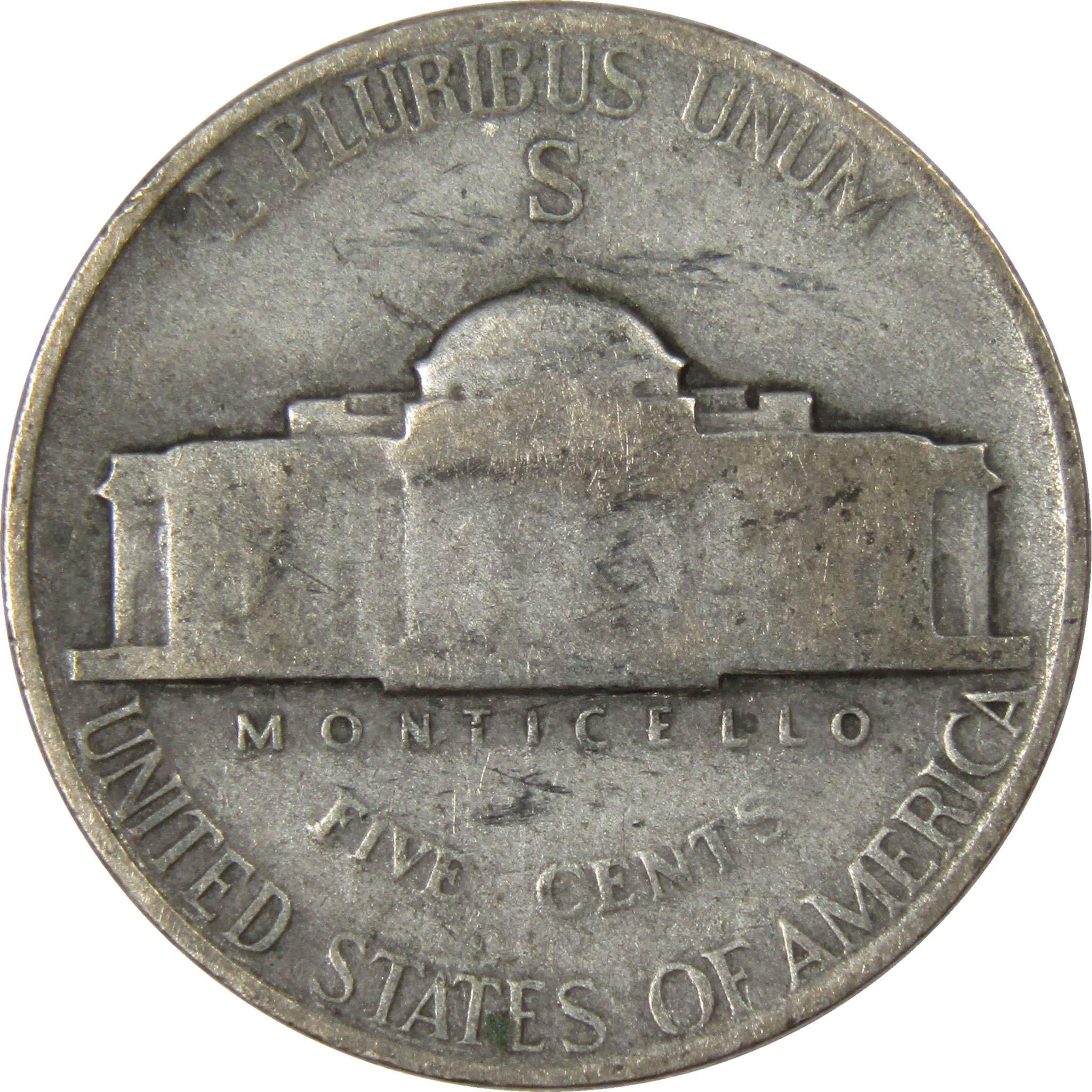 （はだしじゃないゲン）（1943年 ）エクアドル 5スフレ 銀貨 1943 S Jefferson Nickel Circulated Wartime Silver 5c Coin