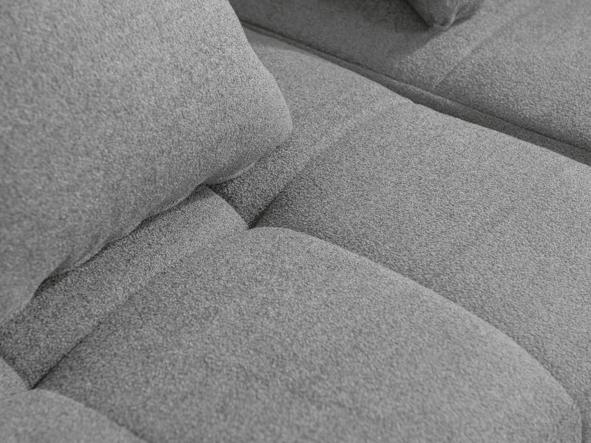 Sofá Modular 3 plazas con Chaise Longue, Tejido bouclé, Fundas de cojín desenfundables (Gris Nube, 3 plazas con Chaise Longue)