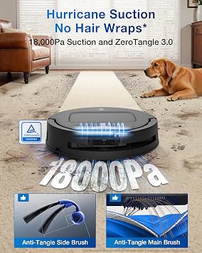 ECOVACS DEEBOT T80 Omni Robot Vacuum and Mop, Instant Self-Cleaning OZMO Roller Mop, TruEdge Deep Cleaning, AI Navigation, 18,000Pa Suction and ZeroTangle 3.0 for Pets and Carpets