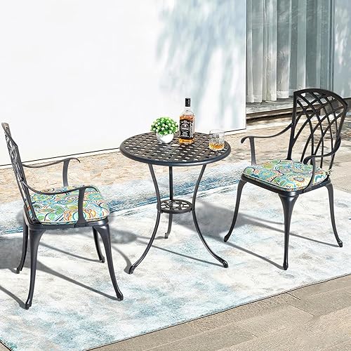 Miniatura 10 de Juego de 4 cojines para sillas de exterior, resistentes al agua, con lazos, cojines de asiento para decoración de muebles de jardín del hogar, 16 x