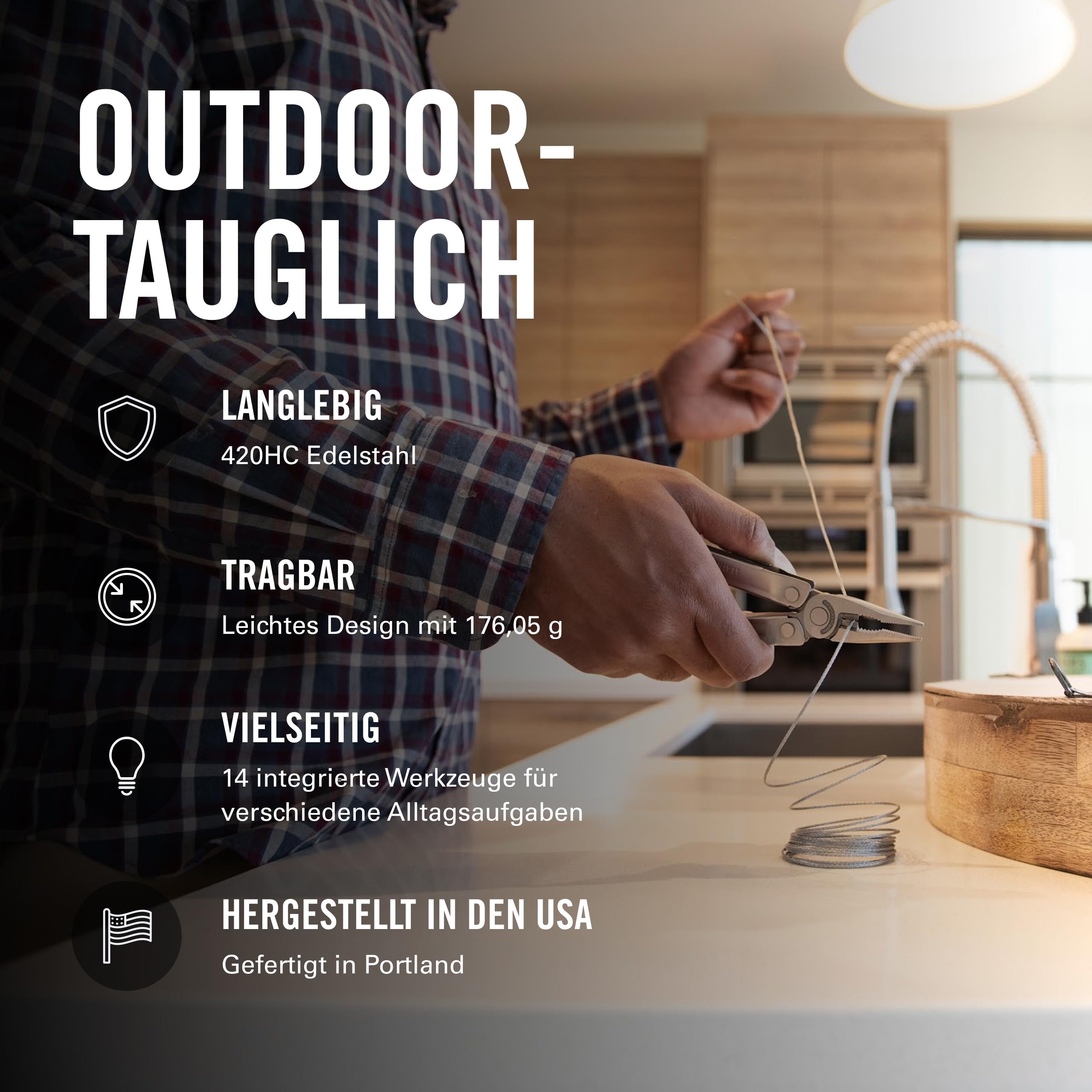 Leatherman Bond Multi-Tool - 14 Werkzeuge für Outdoor & Camping - Edelstahl