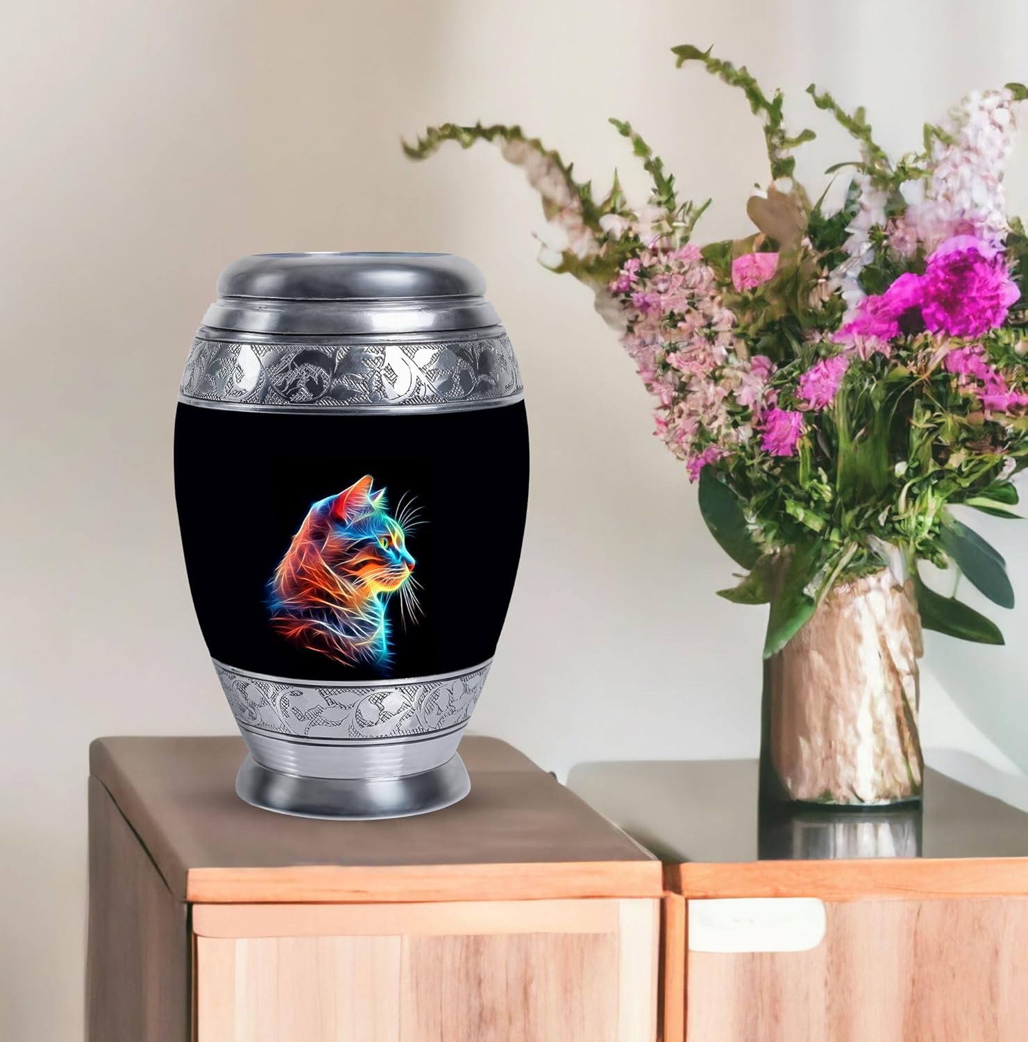 Radiant Aura Cat - Urn Ashes for Women - Urn for Human Ashes - Included Velvet Bag - Adult Cremation Urns for Human Ashes - Memorial Urns for Human Ashes (Size -10inch), Natural