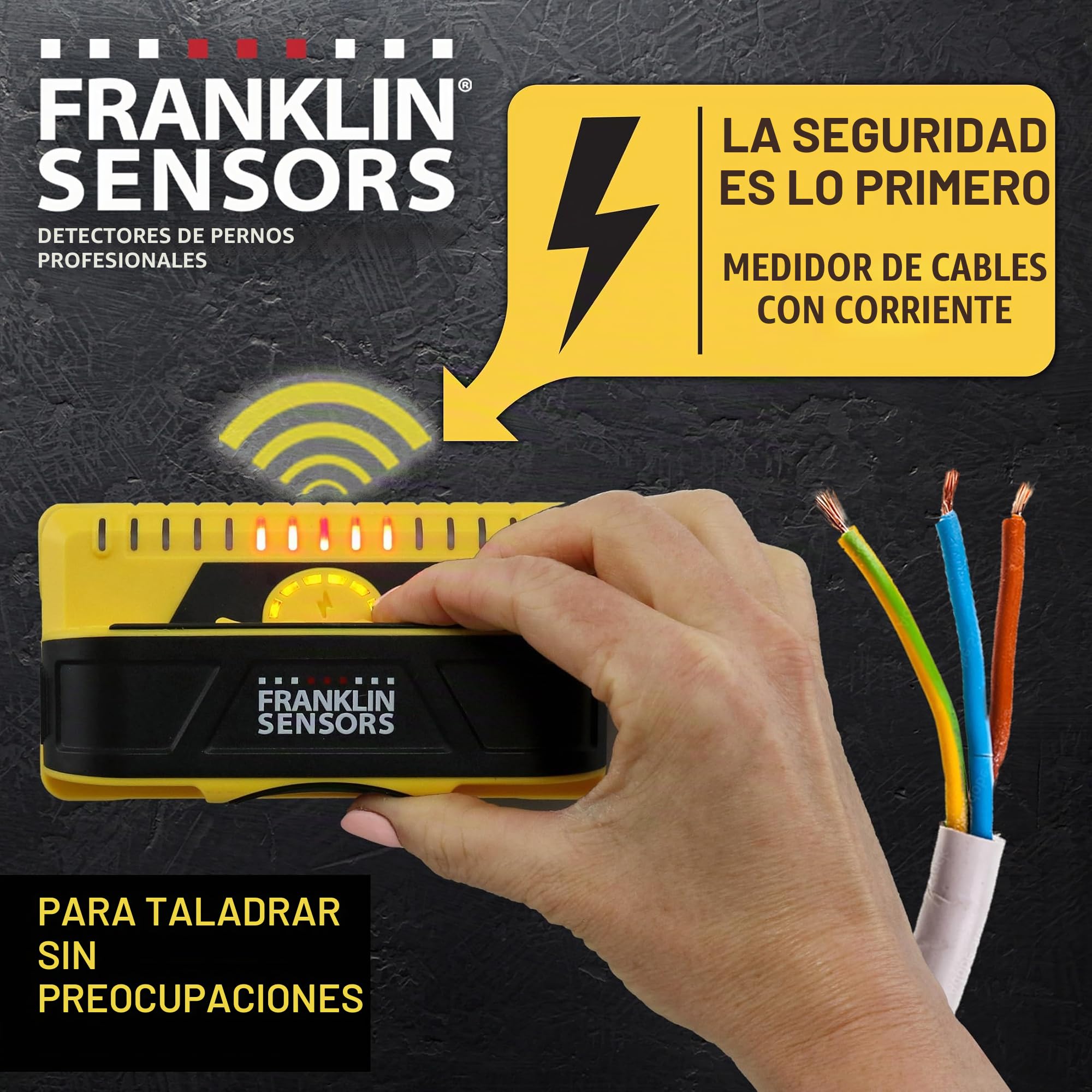 Franklin Sensors ProSensor M155 - Detector profesional de montantes con 9 sensores y alerta de cables eléctricos activos