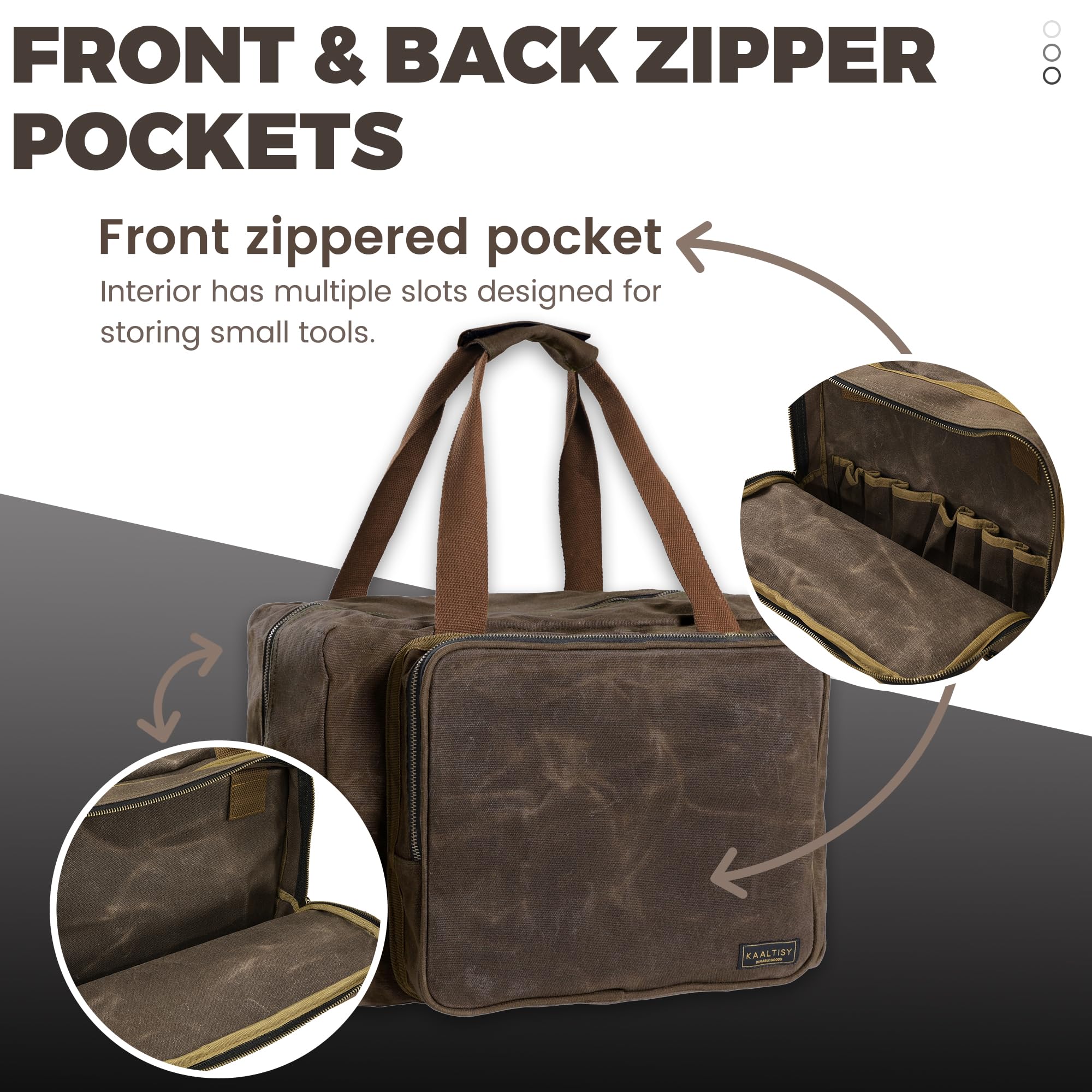 Kaaltisy 16oz Waxed Canvas Tool Bag – Robust Zipper Garden Tools