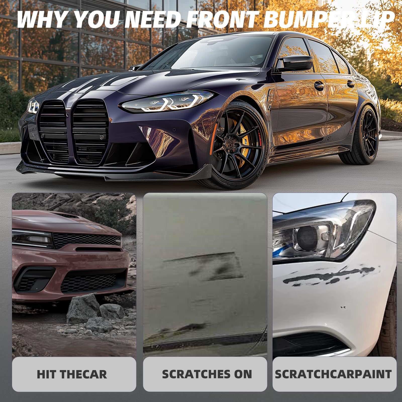 ZXMOTO Front Bumper Lip Spoiler Splitter Body Kit ABS Fit for BMW G80 M3 G82 G83 M4 2021 — view 6