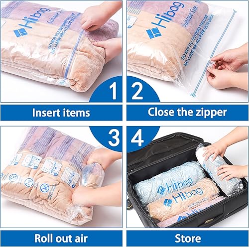 Miniatura 30 de Bolsas de almacenamiento al vacío, 10 bolsas pequeñas para ahorrar espacio, con bomba de mano para viaje, bolsas con sellado al vacío para ropa