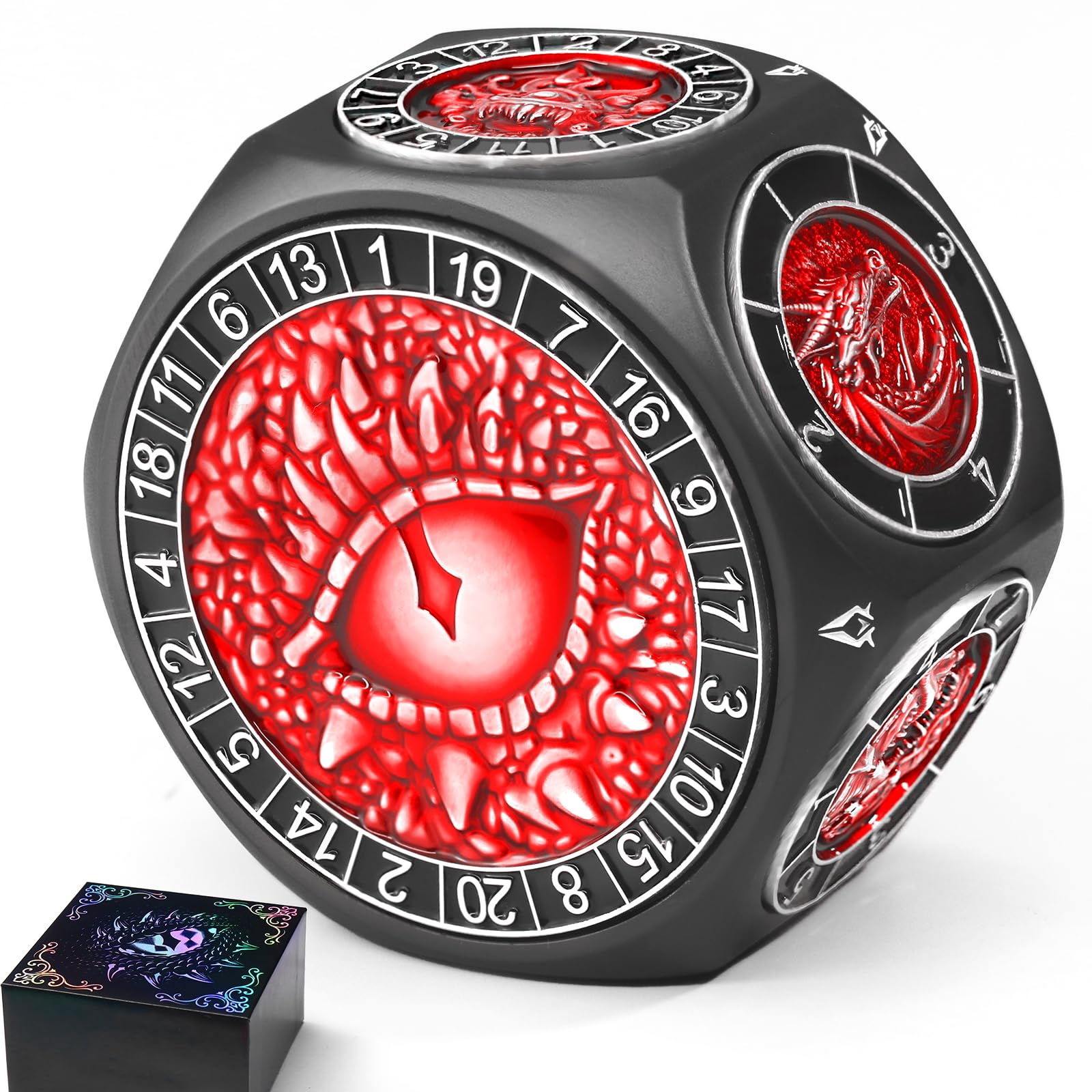 8-in-1 DND Würfel Set, Metall Spinner Würfel mit Zwei W20 Dice, Red | ZHOORQI Dice Set mit 3D Monster und leichtgängigem Drehmechanismus, Ideal für Rollenspiele, Dungeons and Dragons Geschenk