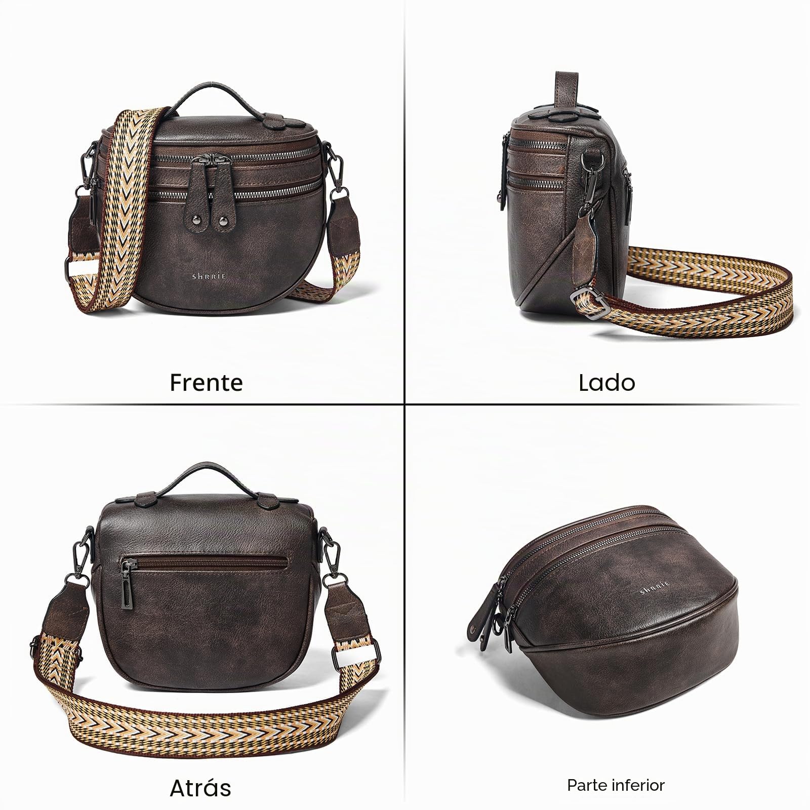 Shrrie Bolsos cruzados para mujer, bolso de cuero vegano para mujer, bolsos de hombro con correa ancha, bolsa de pecho de moda