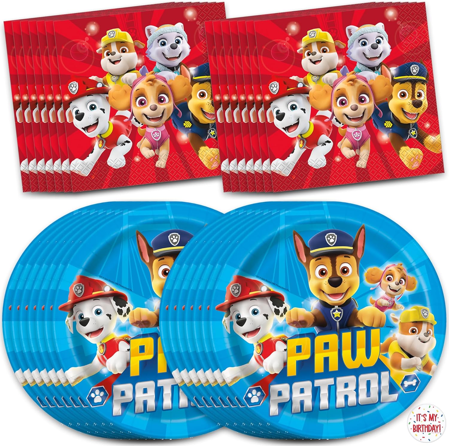 Paw Patrol Birthday Decorations | Paw Patrol Plates and Napkins for Party | Serves 16 Guests | Officially Licensed