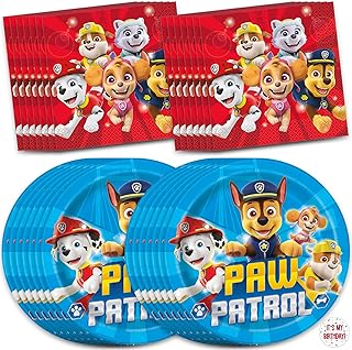 Paw Patrol Birthday Decorations | Paw Patrol Plates and Napkins for Party | Serves 16 Guests | Officially Licensed