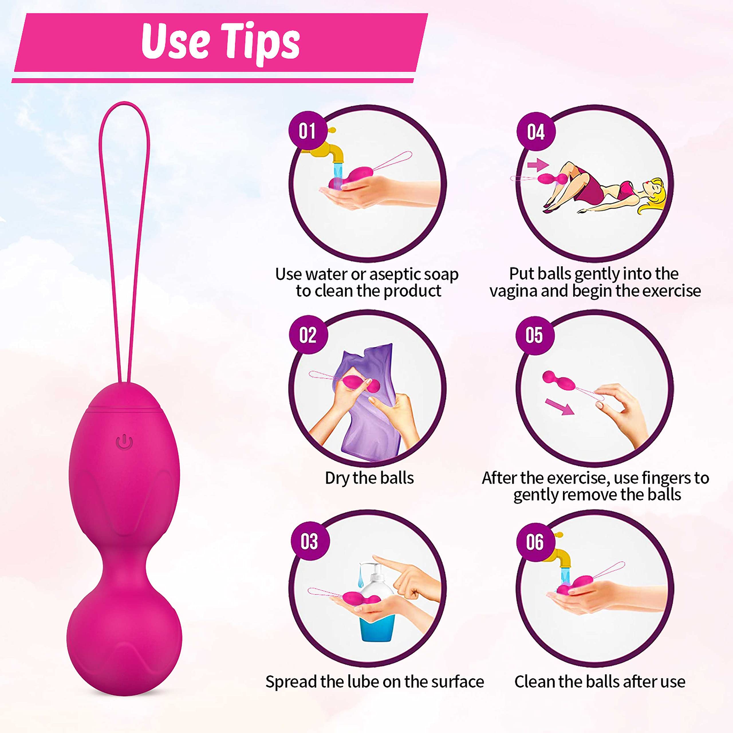 Kegel Balls Kit Entraîneur multimodal pelvien, Exerciseur intelligent des muscles du plancher pelvien, Exerciseur de contrôle de la vessie pour les femmes （Rose）