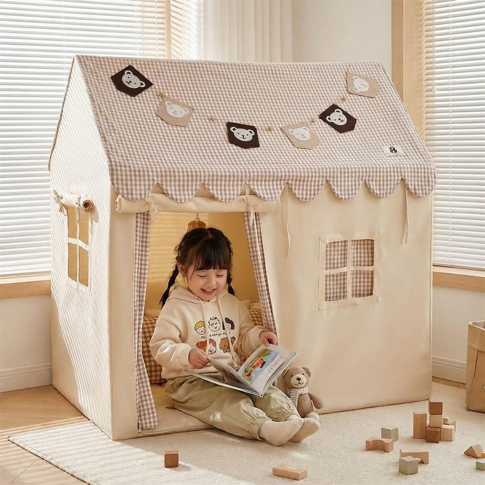 Kinder Spielzelt for drinnen, süßes Haus-Spielhaus, privates Versteck-Spielzelt for Jungen und Mädchen