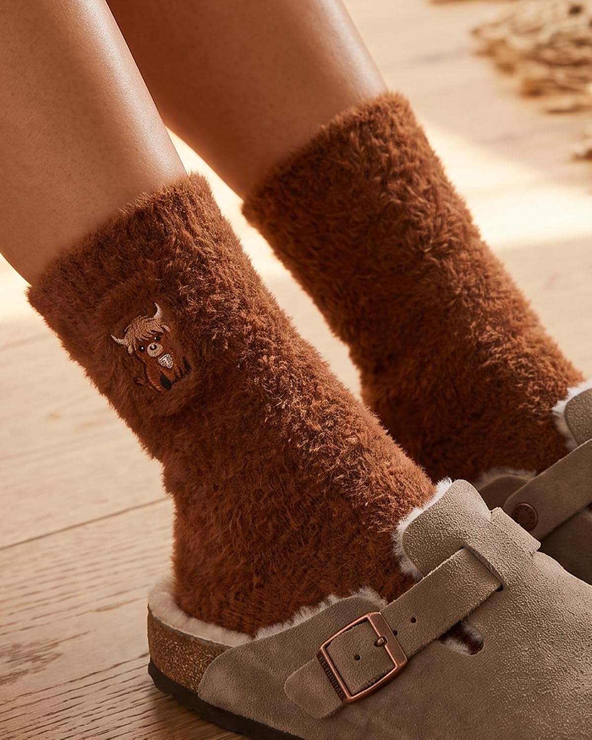 Jeasona Fuzzy Socks For Women Highland Cow Gift Socks 5-Pair Size 5-8 image 3