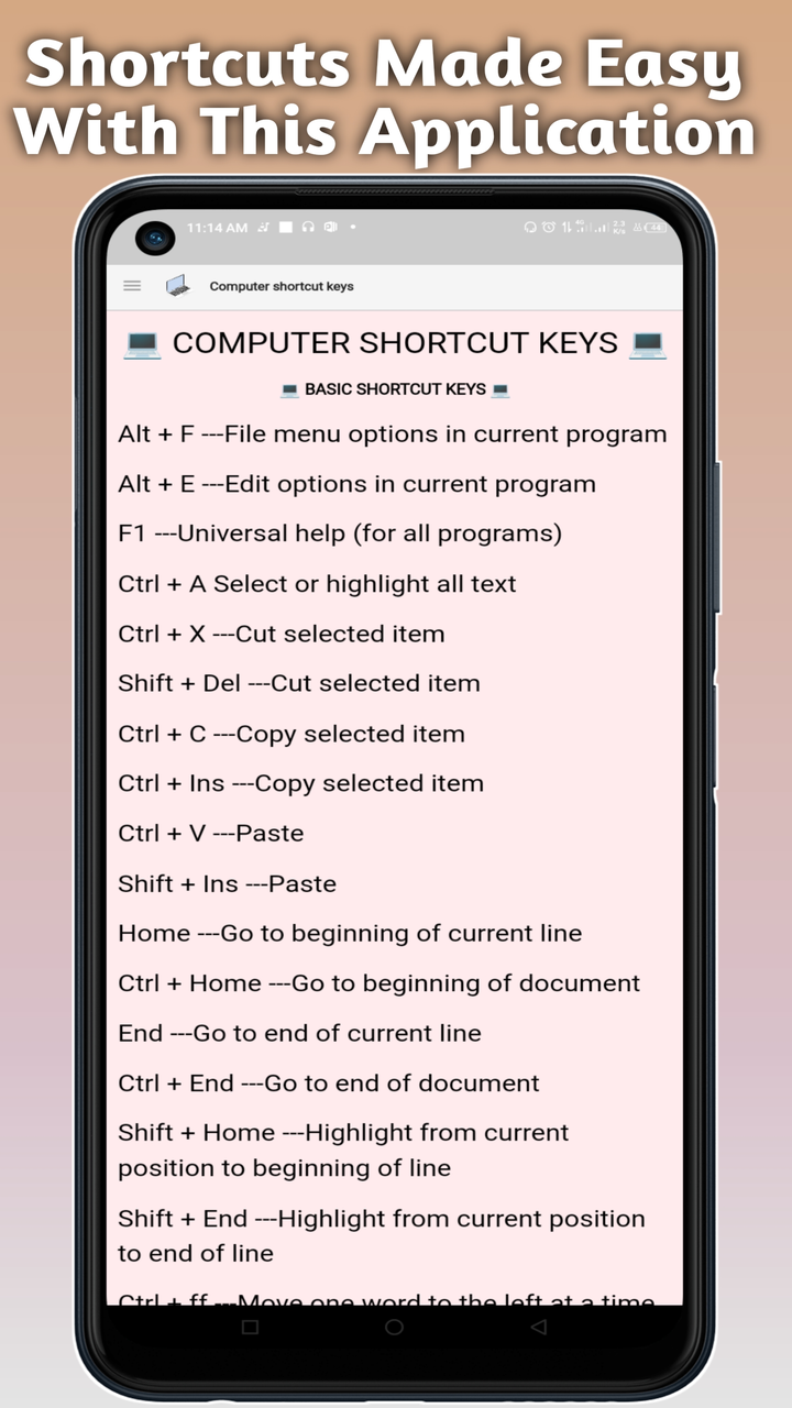 Computer Shortcut Keys - App on Amazon Appstore