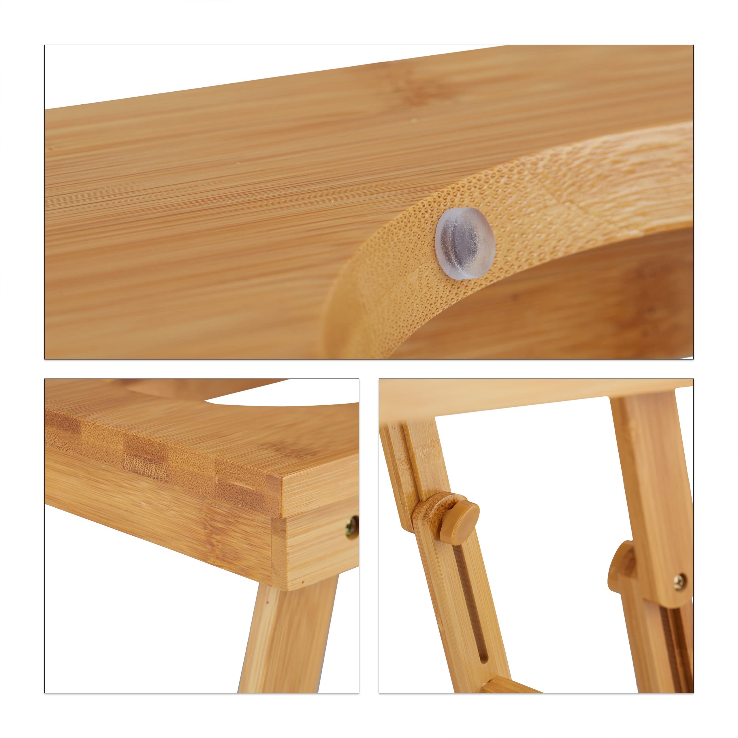 relaxdays Ciotole Rialzate, per Cani di Media Taglia, Acqua & Cibo, Regolabile & Pieghevole, 31x70x23 cm, Legno Naturale