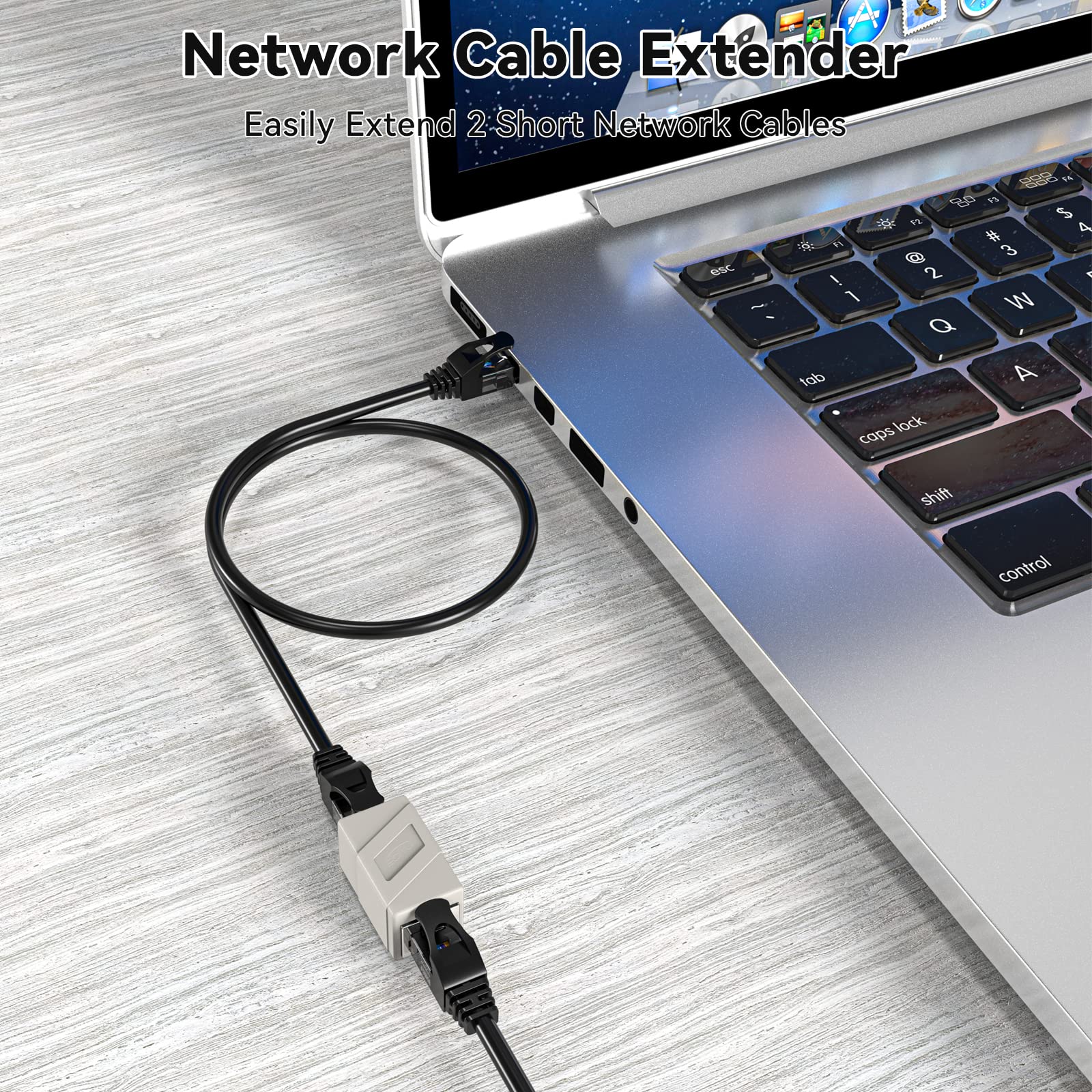 Acoplador RJ45, paquete de 2 adaptadores Ethernet hembra a hembra, adaptador extensor de cable Ethernet, recto modular de 8 pines, conectores de red para cable Ethernet Cat8/Cat7/Cat6/Cat6a/Cat5e/Cat5