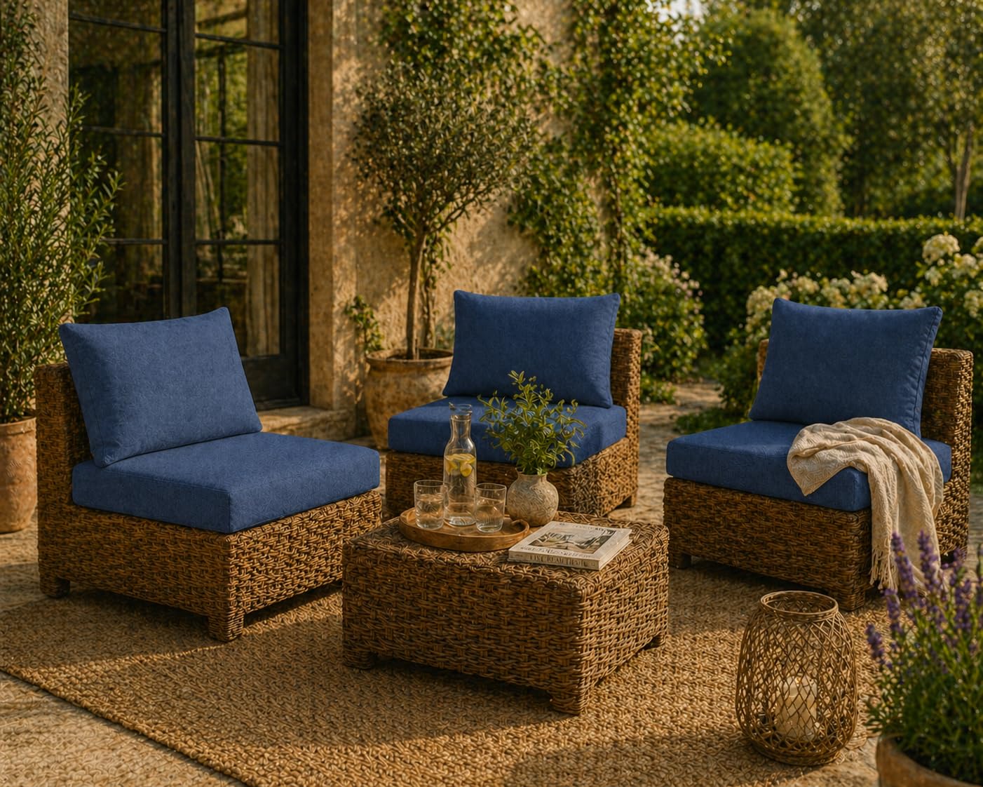 chilly pilley® Cojines para Muebles De Ratán, Cojines De Jardín, Respaldos, Muchos Tamaños Y Muchos Colores 50x40, Crema