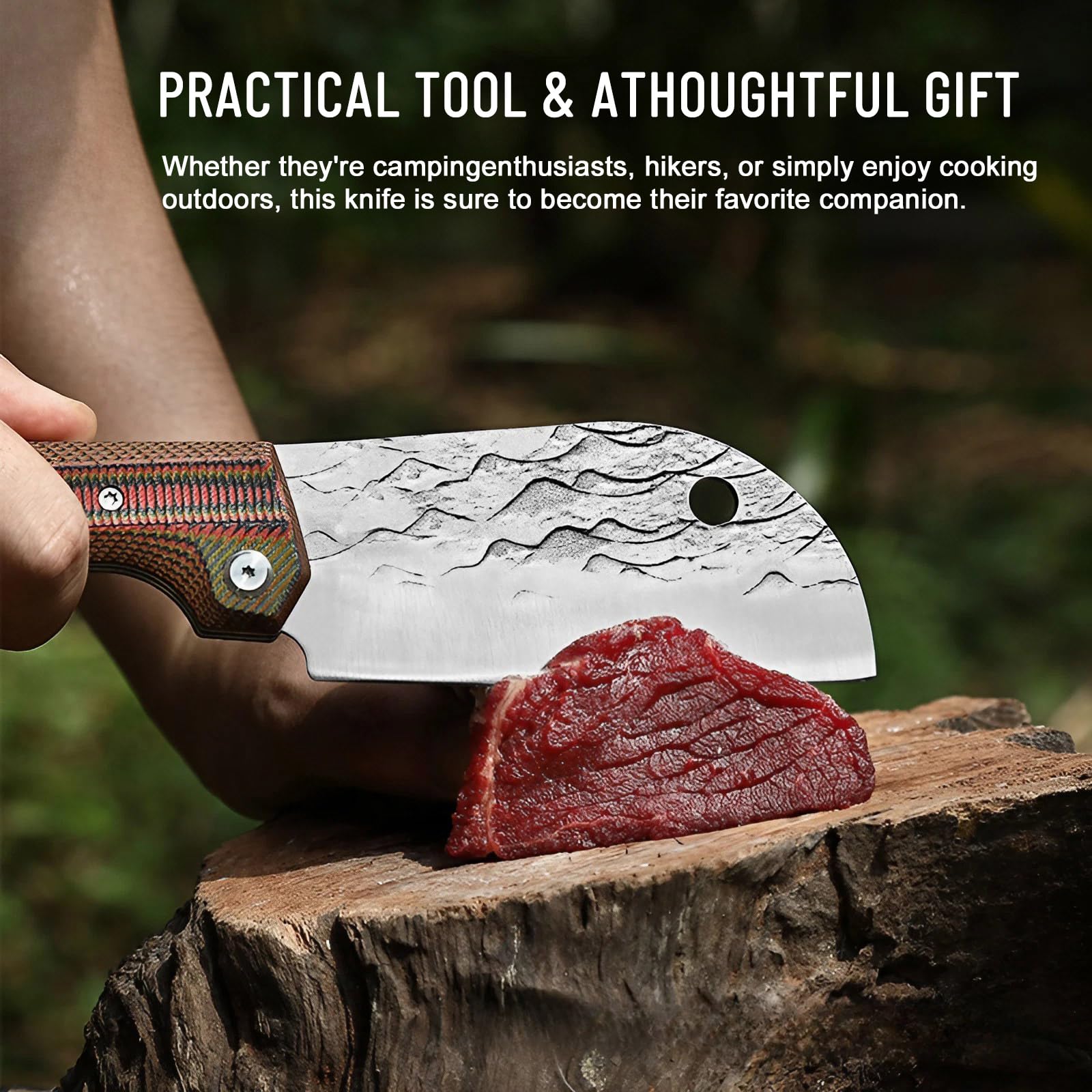 ROEDEER Heavy Folding Chef Knife, Portable Kitchen Knife, Ultra Sharp Folding Cleaver, Forged Blade Micarta Handle, Folding Kitchen Knife for Outdoor Camping Cooking (Round Blade) — Amazon image 2