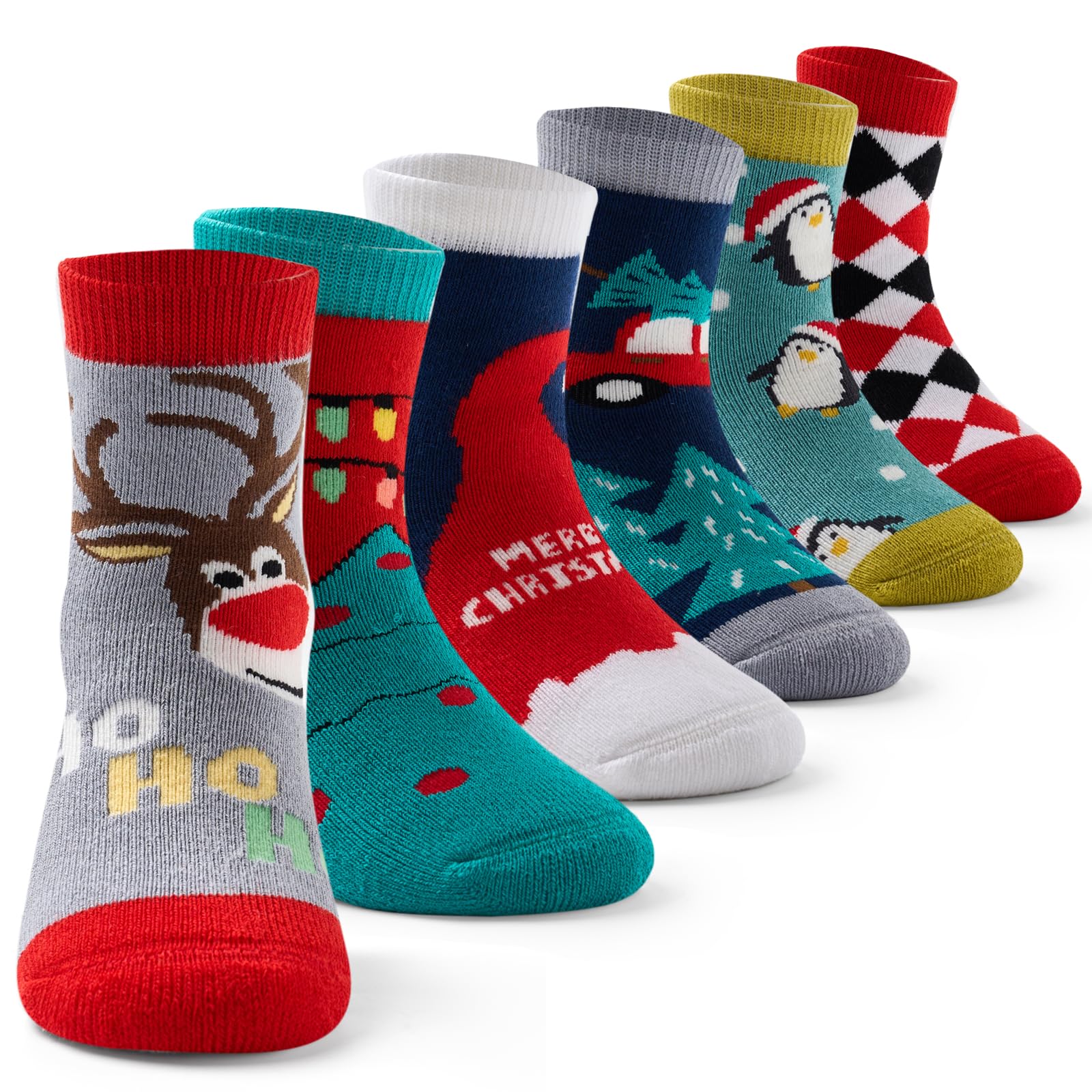 Aisyee 6 Paare Weihnachtssocken Kinder Wintersocken Jungen W