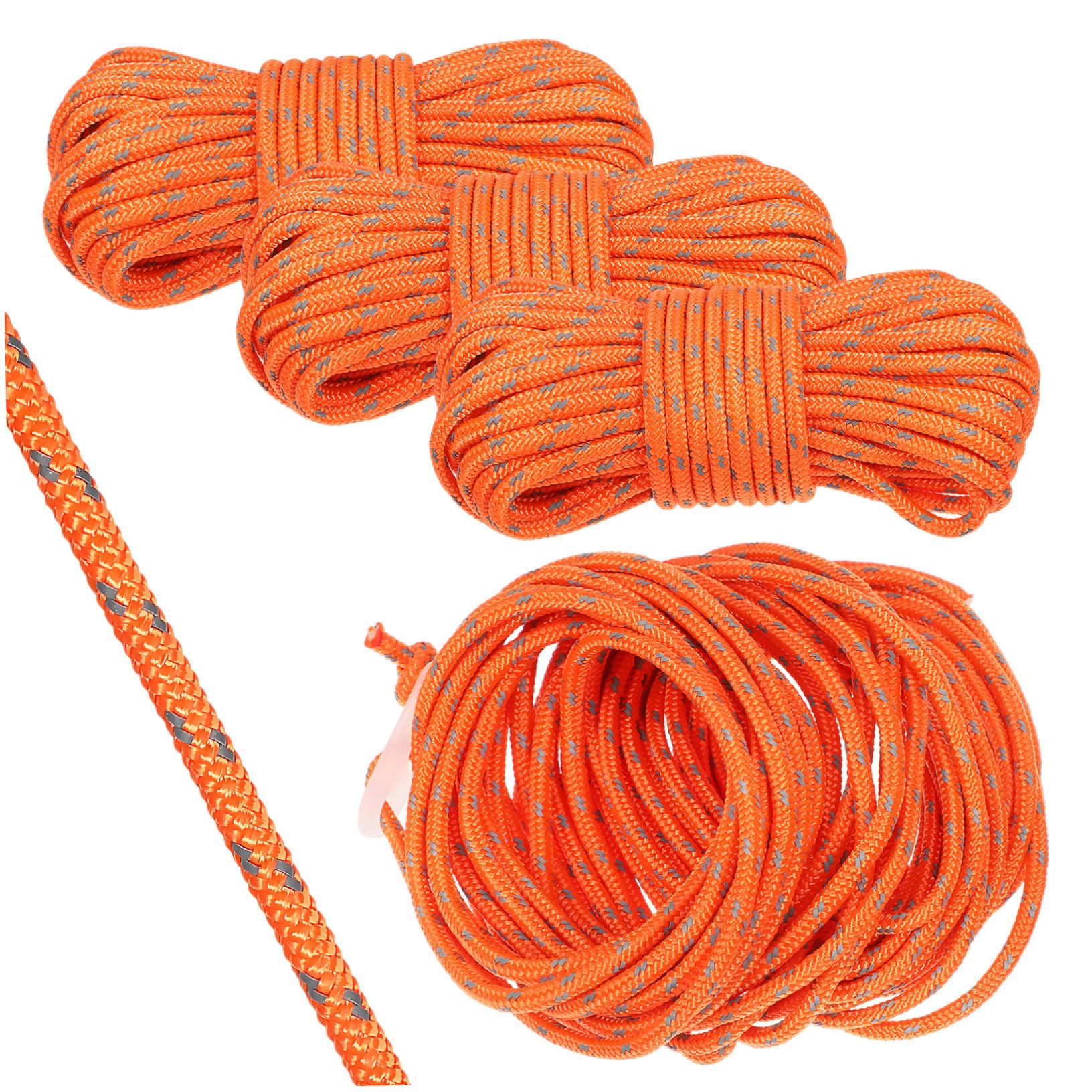 WHAMVOX 4pcs Heavy Duty Reflective Camping Rope High Visibility Nylon Tent Guide Cord with Storage Bag for Outdoor Use Hiking Climbing and Camping Activities